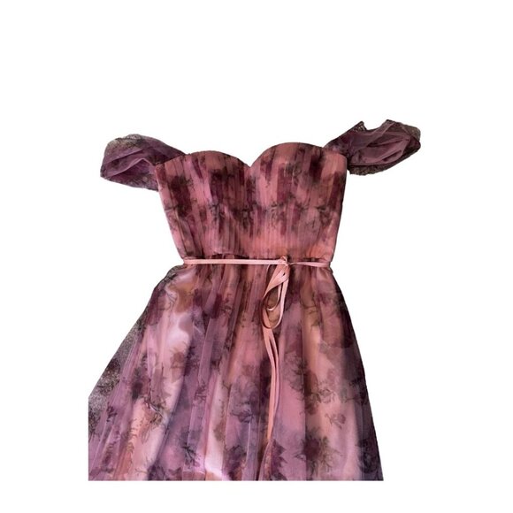 Marchesa Notte (Bridesmaid) Blush Floral Tulle Gown - Picture 6 of 13